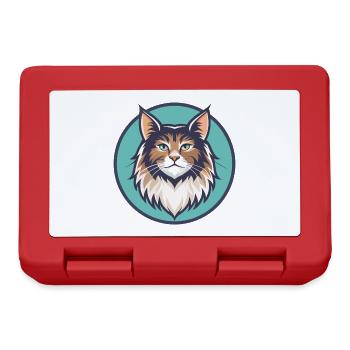 German Longhair Cat Breed Cartoon Kawaii Animal - Lunchbox - red - Front