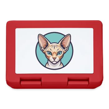 Devon Rex Cat Breed Cartoon Kawaii Animal Pet - Lunchbox - red - Front