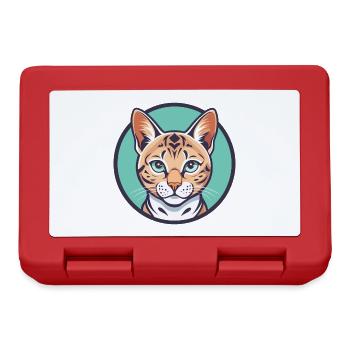 Schnee Bengal Katze Rasse Karikatur Kawaii Tier Haustier - Brotdose - Rot - Vorne