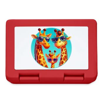 Coole Giraffen Familie mit Sonnenbrille - Brotdose - Rot - Vorne