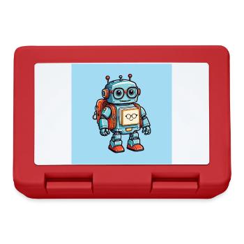 Petit robot mignon avec sac d’école inscription à l’école - Boîte à goûter - rouge - Devant