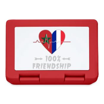 Marokko und Frankreich 100% Freundschaft - Brotdose - Rot - Vorne