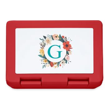 G Monogram, Couronne de fleurs, Personnalisable - Boîte à goûter - rouge - Devant