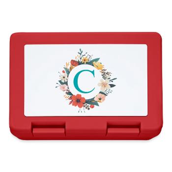 C Monogram, Couronne de fleurs, Personnalisable - Boîte à goûter - rouge - Devant