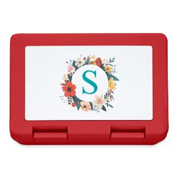 S monogramme, Couronne de fleurs, Personnalisable - Boîte à goûter - rouge - Devant