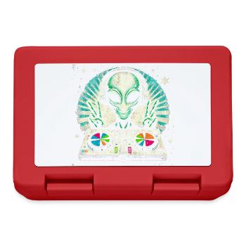 Peaceful Alien DJ – Funky Beats Cosmic Design - Lunchbox - red - Front