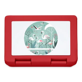 Flamingo Illustration in Tropical Environment - Lunchbox - red - Front