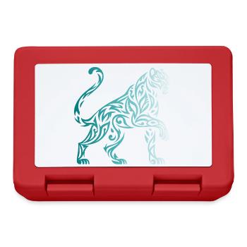 Tribal Panther Farbverlauf Blau Weiß - Brotdose - Rot - Vorne