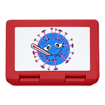 Sick Virus – Dessin animé avec thermomètre clinique - Boîte à goûter - rouge - Devant
