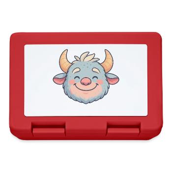 Cheerful Bull Head Cartoon - Lunchbox - red - Front
