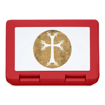 Croix arménienne stylisée dans cercle doré - Boîte à goûter - rouge - Devant