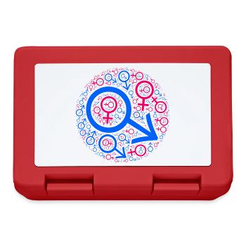 Gender-Kuddelmuddel im Kreis-Design - Brotdose - Rot - Vorne