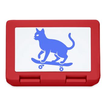 Coole Katze Skateboarder Silhouette Minimalistisch - Brotdose - Rot - Vorne