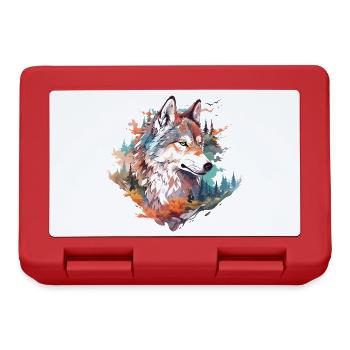 Wolf Wolf's Head Forest Nature Mountains Wilderness Colorful - Lunchbox - red - Front