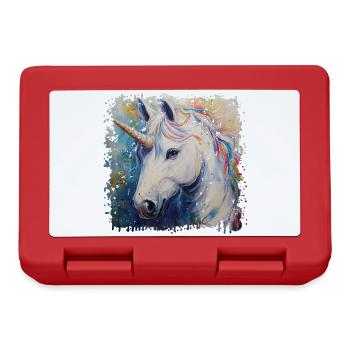 Farbenfrohes Einhorn Kunstwerk - Brotdose - Rot - Vorne