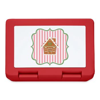 Vintage Gingerbread House Pink White Retro - Lunchbox - red - Front