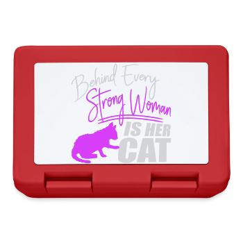 Behind Every Strong Woman Is Her Cat Spruch Katze - Lunchbox - red - Front