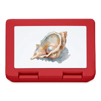 Watercolor Seashell with Pearl - Lunchbox - red - Front