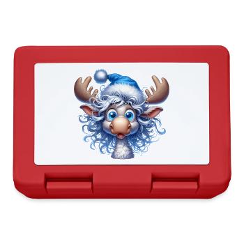 Fröhlicher Weihnachtselch – Winter Cartoon Motiv - Brotdose - Rot - Vorne