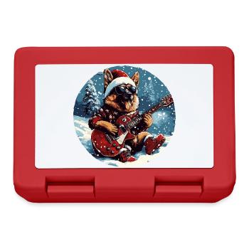 German Shepherd Dog Christmas Guitar - Lunchbox - red - Front