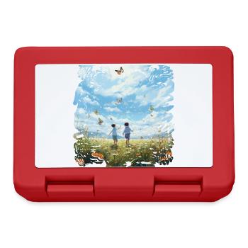 Carefree children's friends in butterfly flight - Lunchbox - red - Front