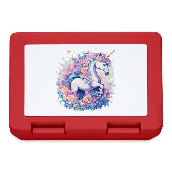 Pastel Unicorn with Flower Crown Ring - Lunchbox - red - Front
