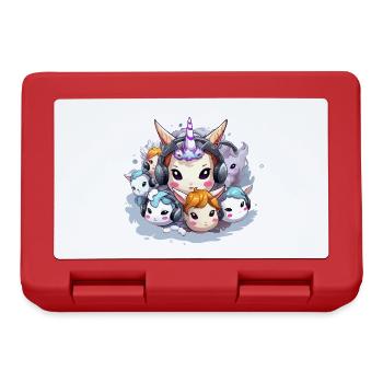 Kawaii Einhorn DJ Kreis - Brotdose - Rot - Vorne