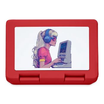 Fille Gamer Rétro dans le style néon - Boîte à goûter - rouge - Devant