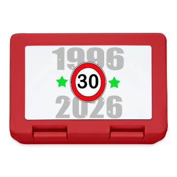 Anniversaire 30, 30 ans 1996 à 2026 - Boîte à goûter - rouge - Devant