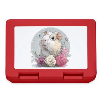 Guinea pig with flowers and glasses - Lunchbox - red - Front