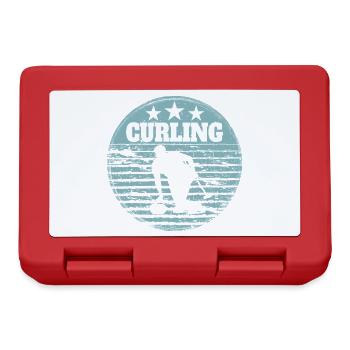 Curling Spieler Sport Wintersport Eis Präzision - Lunchbox - red - Front
