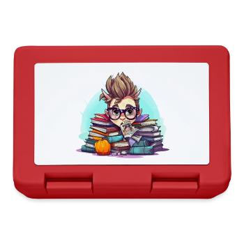 Book nerd in the book pile - Lunchbox - red - Front