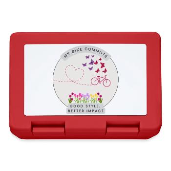 Bicycle Commuter Shirt Floral Butterfly Bicycle - Lunchbox - red - Front