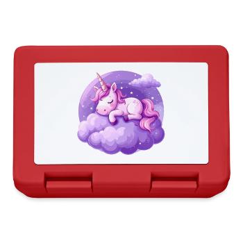 Pink unicorn sleeping on a purple cloud - Lunchbox - red - Front