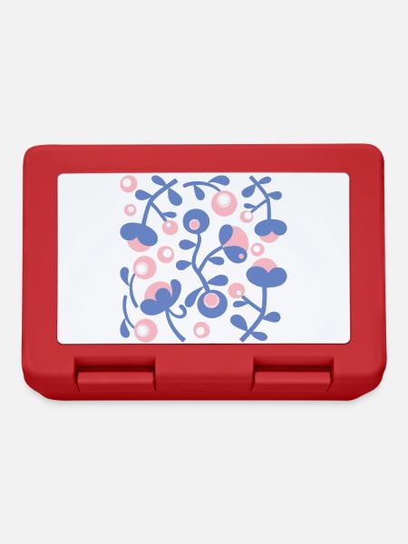 Abstract Peonies L Rose Blue White - Lunchbox - red