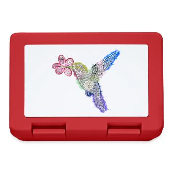Zentangle-Kolibri mit Blume - Brotdose - Rot - Vorne