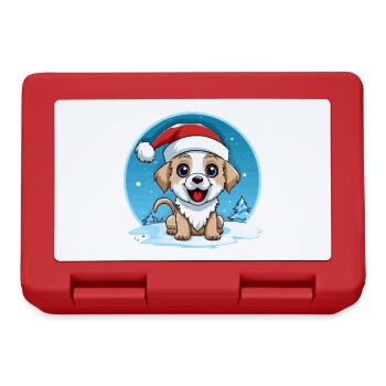 Winter dog with santa hat - Lunchbox - red - Front
