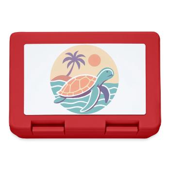 Tortue rétro sur la plage - Boîte à goûter - rouge - Devant