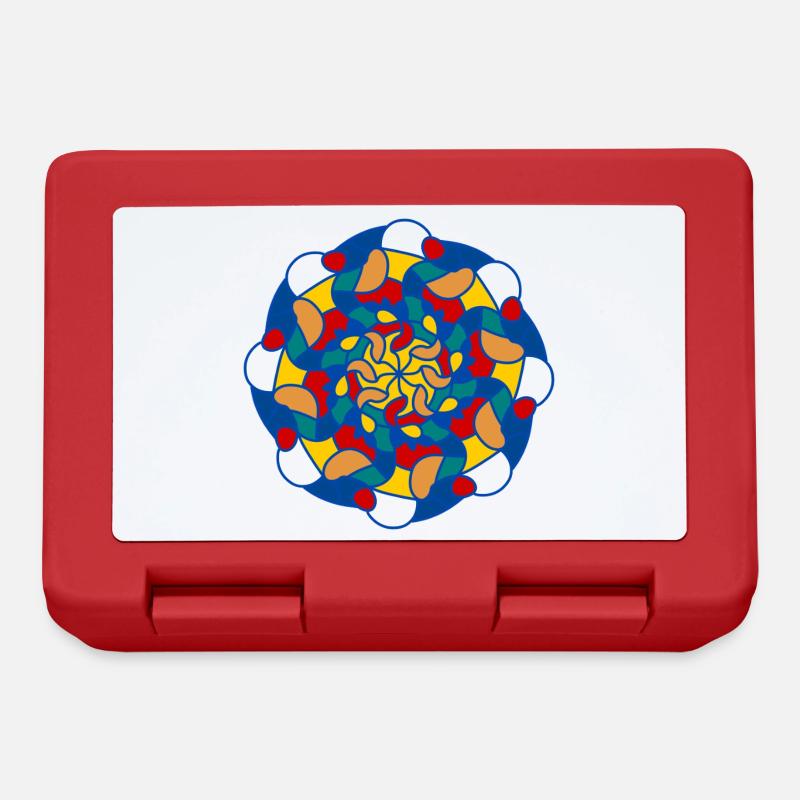 Helles Kaleidoskop-Mandala - Brotdose - Rot