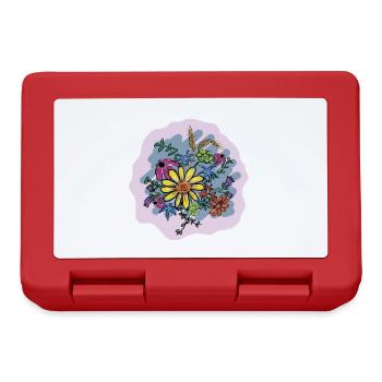 Buntes Blumenbouquet Illustration - Brotdose - Rot - Vorne