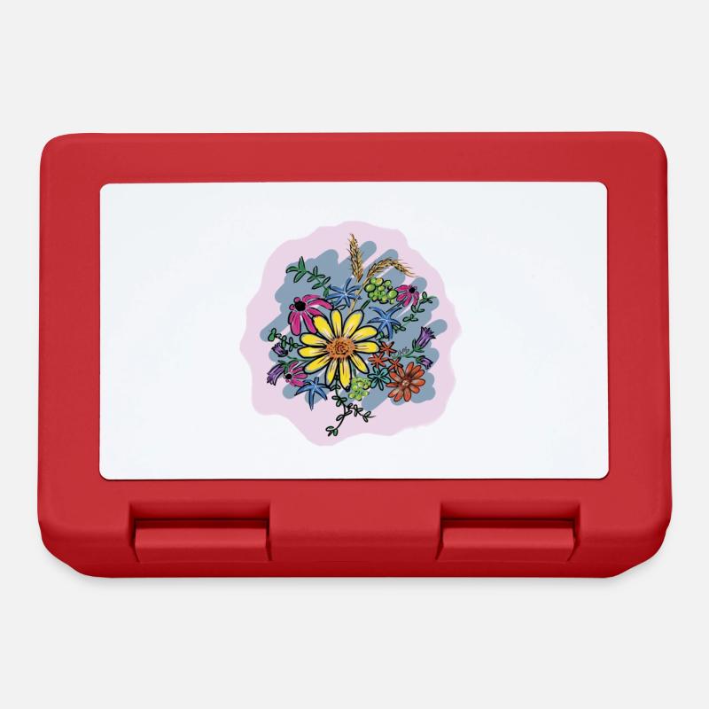 Illustration de bouquet de fleurs coloré - Boîte à goûter - rouge