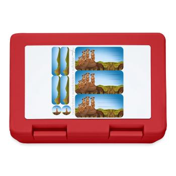 DIY Schulaufkleber Set - Erdmännchen - 9 Sticker - Brotdose - Rot - Vorne