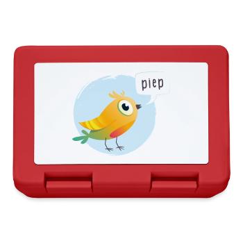Bunter Vogel mit Piepsprechblase - Brotdose - Rot - Vorne
