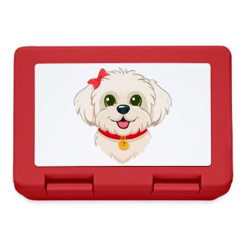 Cute Maltese Puppy (Portrait comique) - Boîte à goûter - rouge - Devant