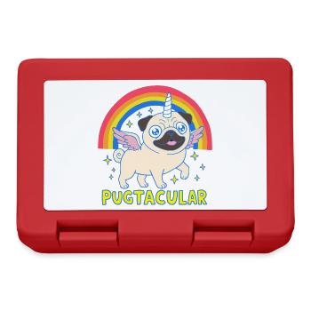 Pugicorn Niedlicher Kawaii Einhorn Mops Regenbogen - Brotdose - Rot - Vorne