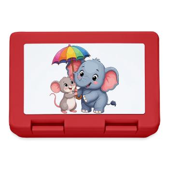 Éléphant coloré avec parapluie arc-en-ciel - Boîte à goûter - rouge - Devant