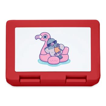 Lustige Taube mit Sonnenbrille entspannt auf Flamingo - Brotdose - Rot - Vorne