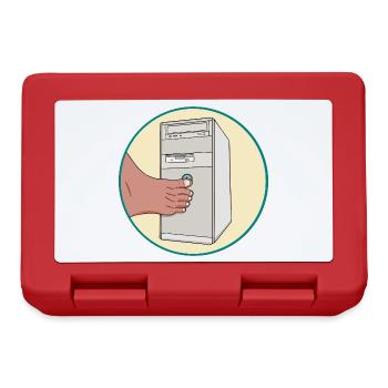 Retro 90s PC Power Button Toe Press Funny Tech - Lunchbox - red - Front