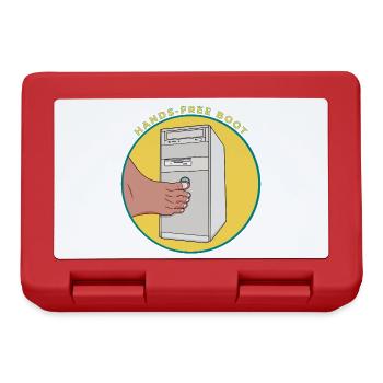 Hands Free Boot Vintage Computer Tower Funny Gamer - Lunchbox - red - Front