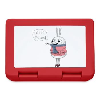 Süßer Hase Hello My Friend Cartoon - Brotdose - Rot - Vorne